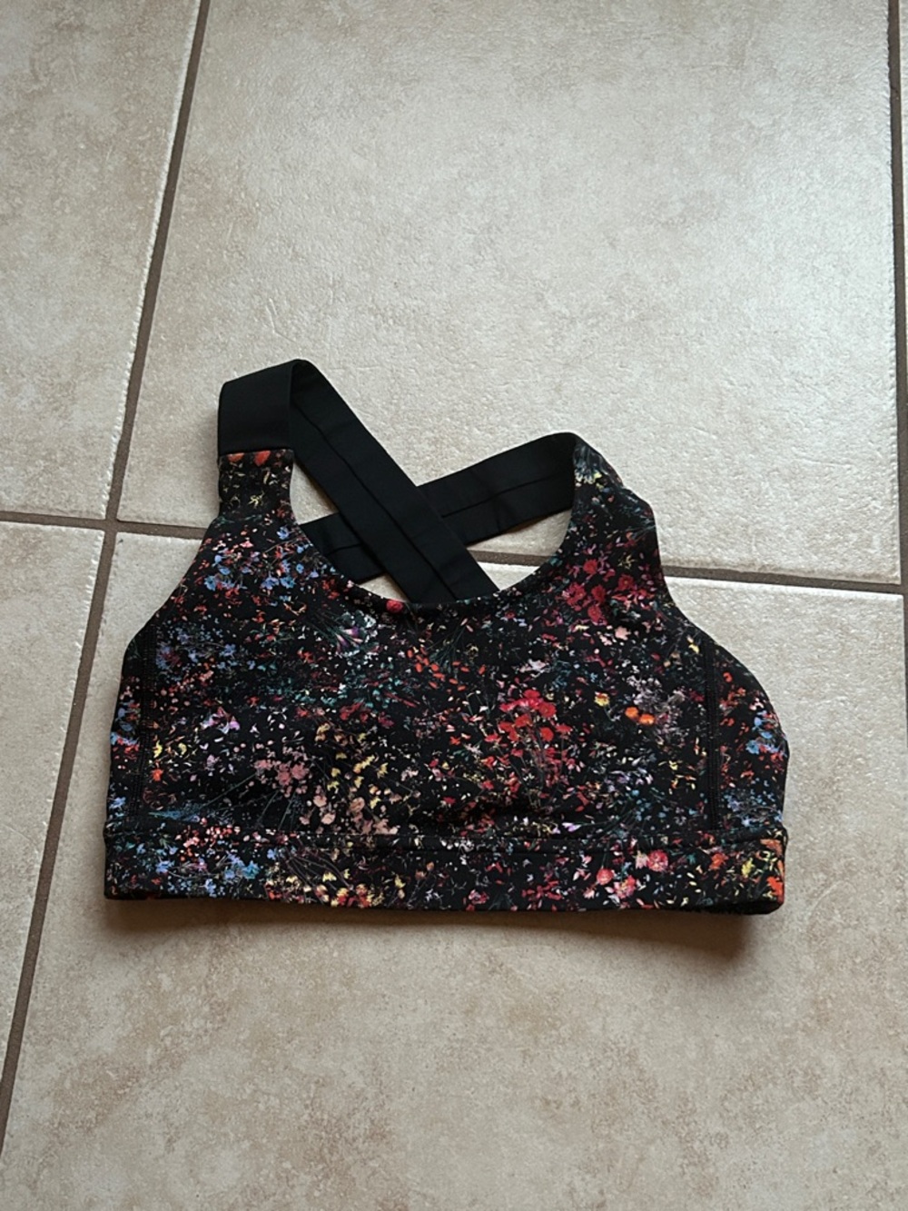 lululemon athletica Black Sports Bra with Multicolor Splatter